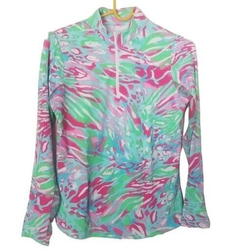 ICIKULS Womens Watercolor Mesh Golf Shirt Size XS Artsy Colorful Wicking Sporty